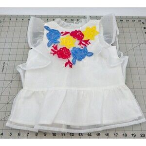 Janie & Jack White Floral Blouse Embroidered Ruffle Easter Girls SZ 5